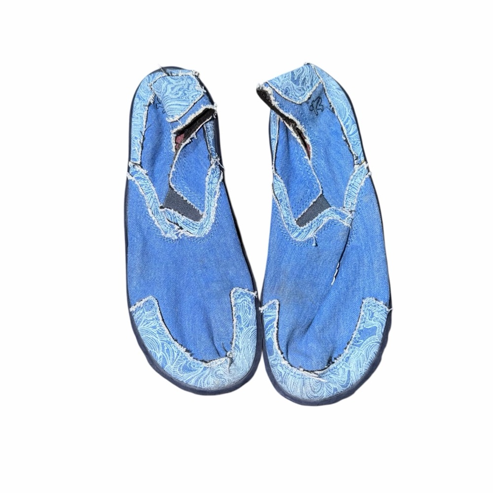 Cushe Slipper II Women’s 8 Blue Tropic Canvas Slip On Distressed
